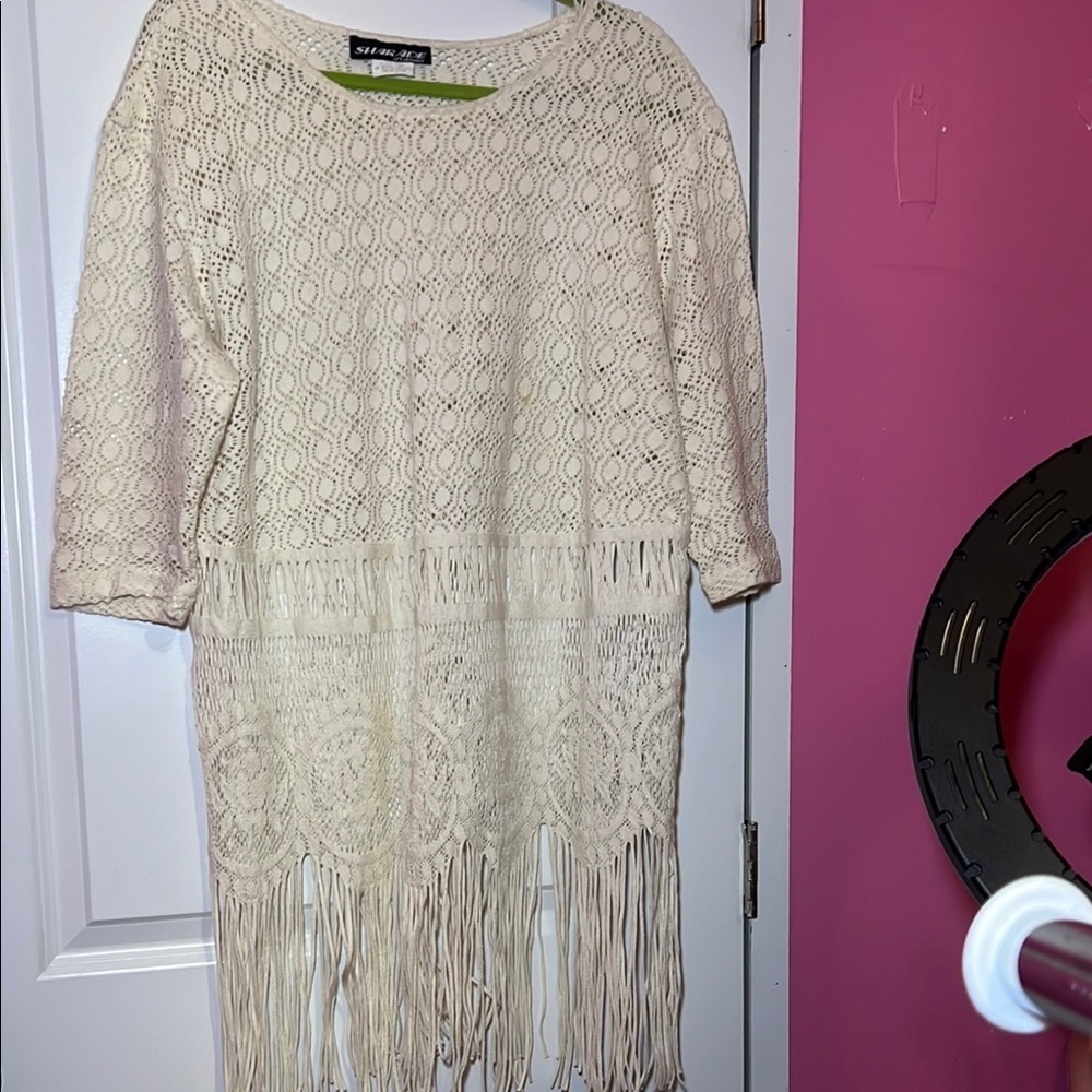 Cream Crochet Fringe Dress